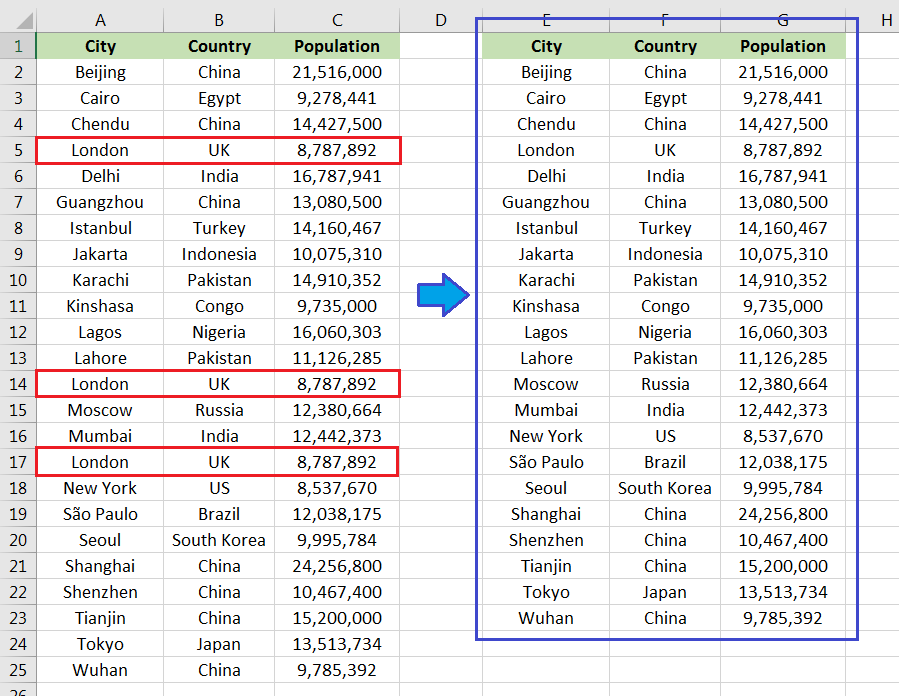 Remove Duplicates in Excel