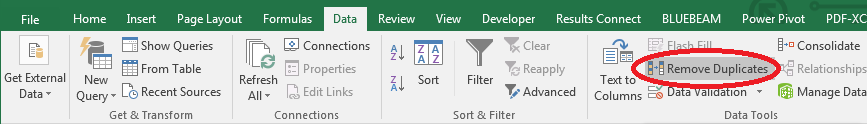 Remove Duplicates Menu